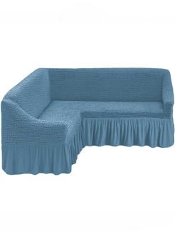 Чехол угловой диван голубой