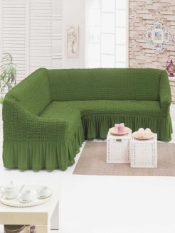 Чехол угловой диван зеленый